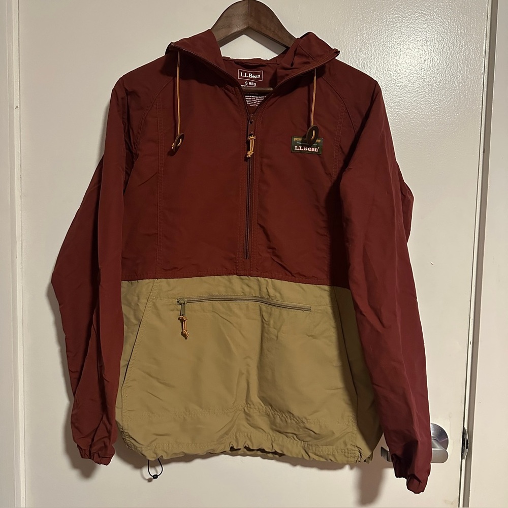 L.L. Bean Men’s S Anorak Windbreaker Jacket Hooded Two-Tone Half Zip